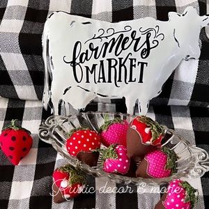 Fabric Chocolate Dipped Strawberries ForYour  Tier Trays & Farmhouse Decor